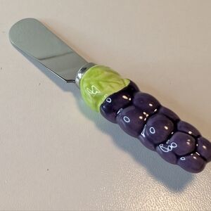 Vintage Grape Cluster Cheese Spreader | Ceramic Figural Handle Charcuterie Knife